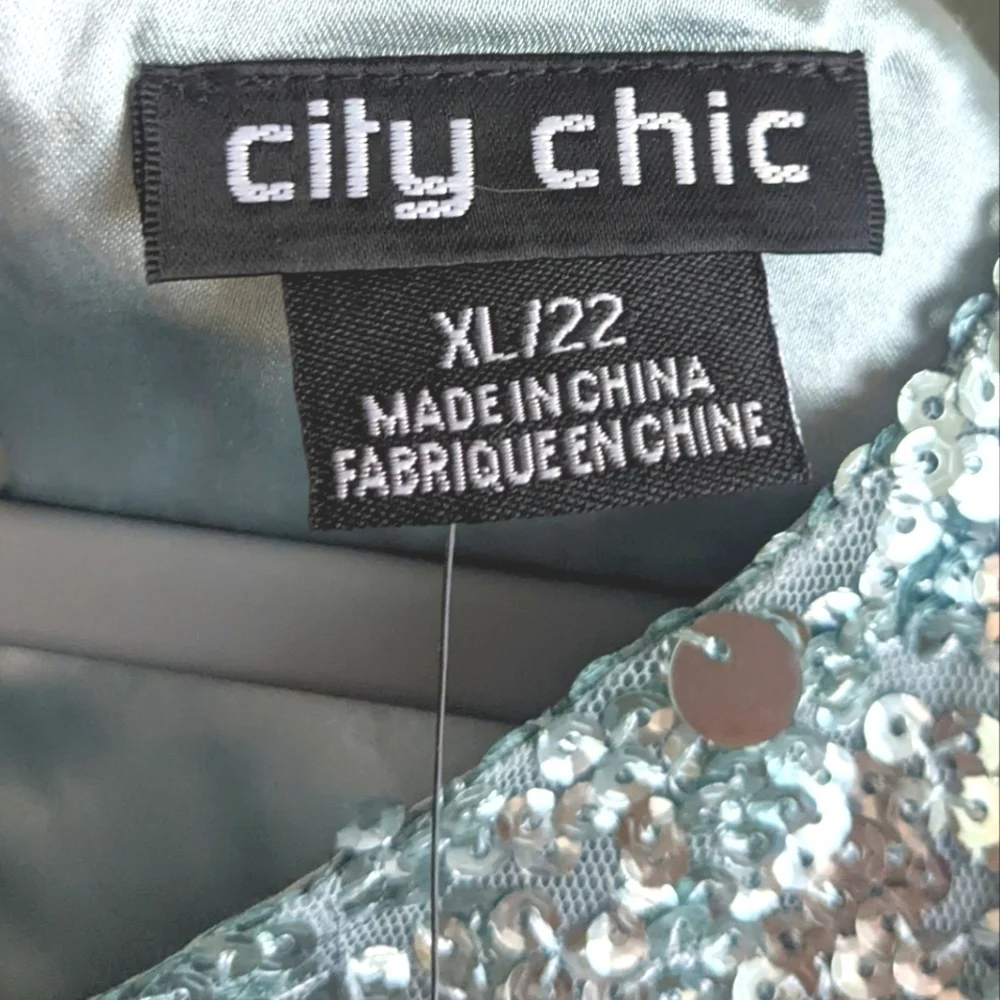 CITY Chic Blue Topaz Sequin Top 22 Maximalist Dopamine Dressing Party